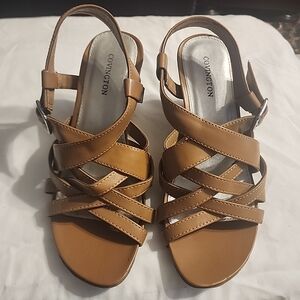 Covington City Scape Beige 2" Heel Strape Sandals Size 6